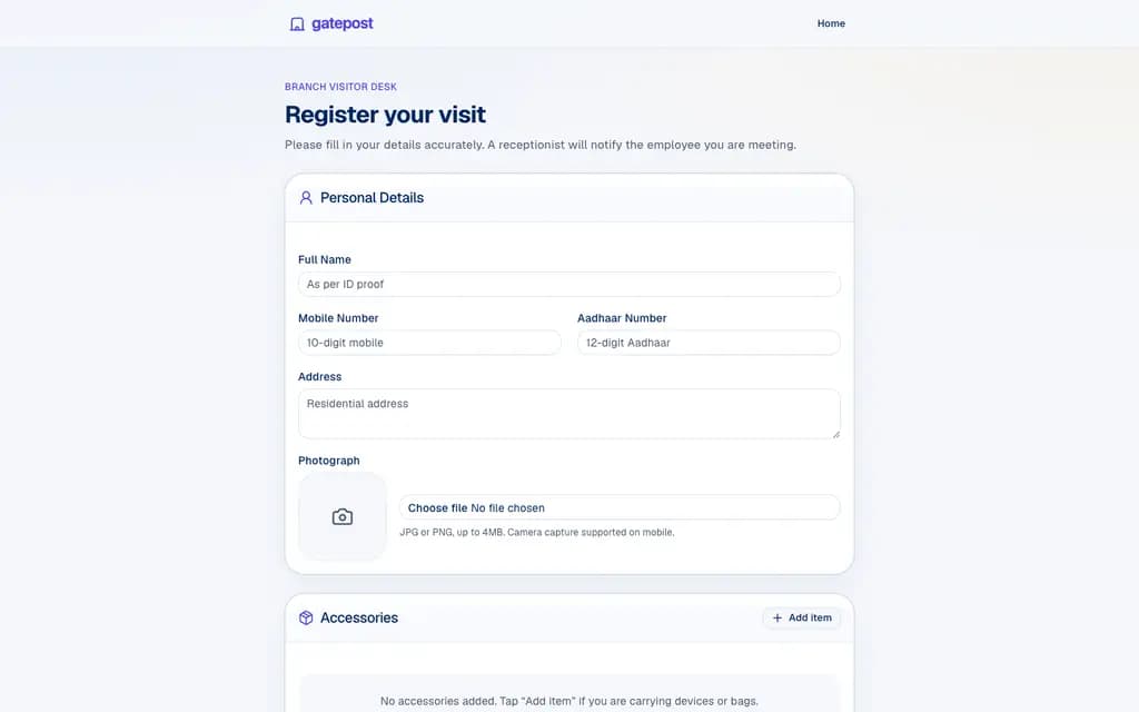 Pre-register & screen — screenshot from the live demo